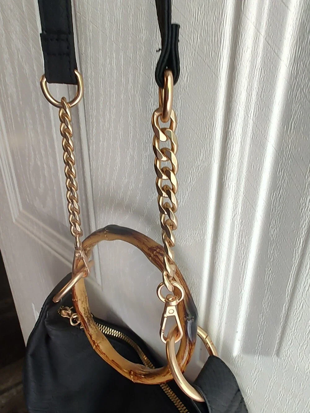 Jessica Simpson Black Textured Hobo Bag Or Shoulder Bag with Gold Accents EUC..
